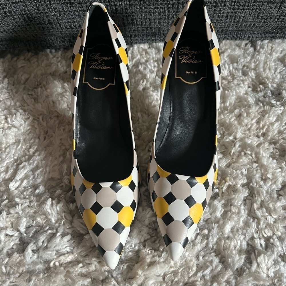 BNIB Roger Vivier Dec Sphere Palazzo Leather Heels with ball detail T95 - Picture 6 of 16